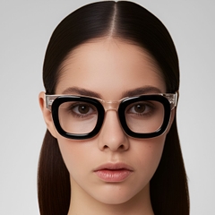 Gafas rectangulares de acetato negro #BS0420-0383