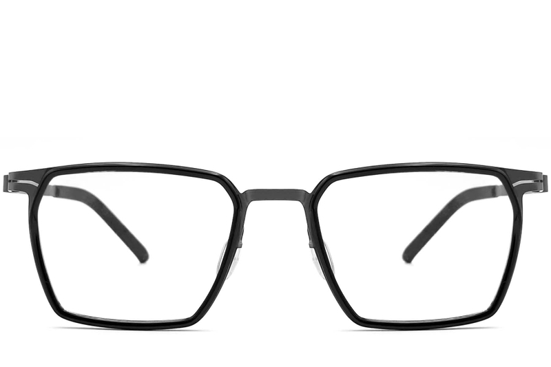 Gafas rectangulares de titanio negro #BS1013-0006