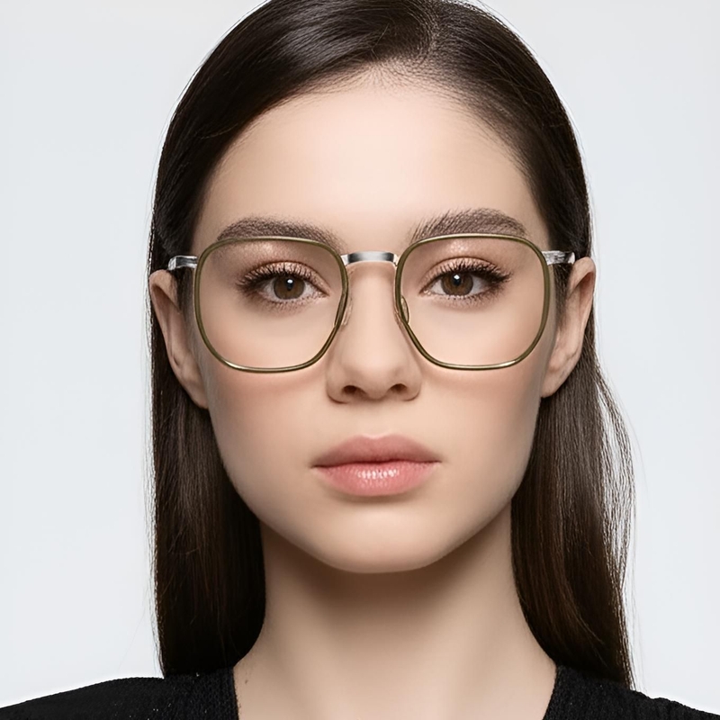 Geometrische groene titanium bril #BS1013-0018