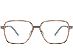 Rechthoekige bruine titanium bril #BS1013-0023