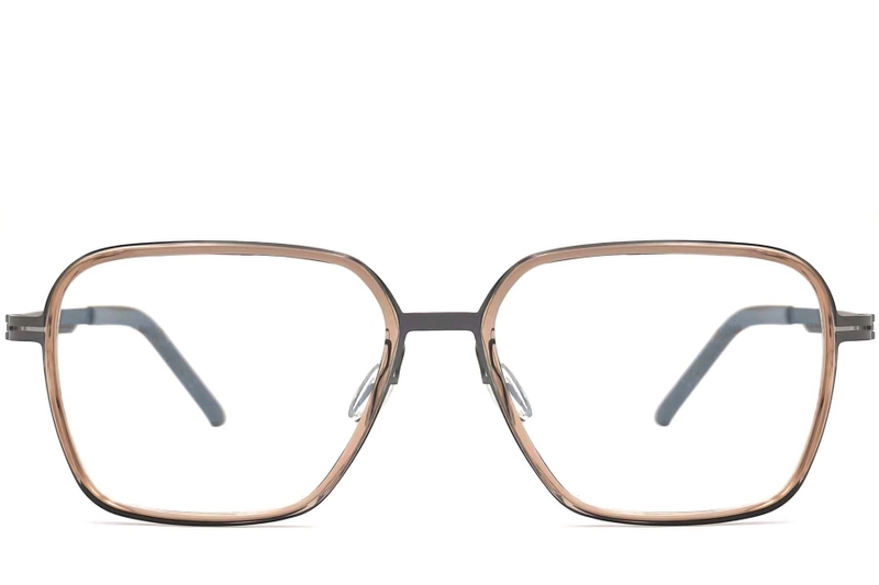 Rechthoekige bruine titanium bril #BS1013-0023