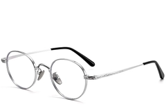 Lunettes ovales en titane argenté #BS1913-0123