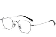 Lunettes ovales en titane argenté #BS1913-0147