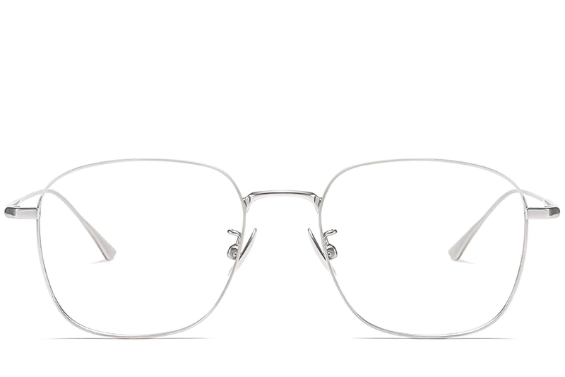 Gafas rectangulares de titanio plateado #BS1913-0162