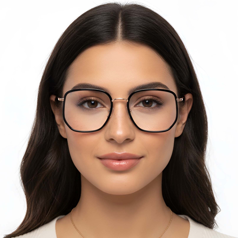 Geometrische zwarte metalen bril #BS1913-0230