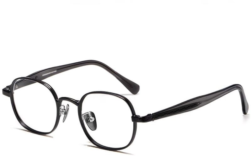 Oval Black Titanium Glasses #BS1913-0244