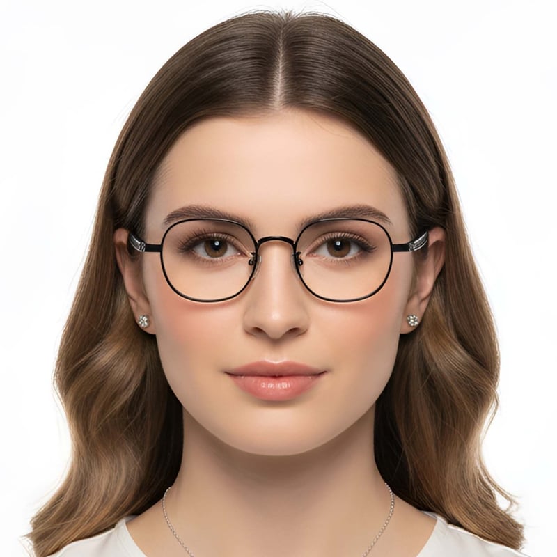 Oval Black Titanium Glasses #BS1913-0244