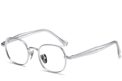 Oval Silver Titanium Glasses #BS1913-0245