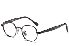 Lunettes ovales en titane gris #BS1913-0246