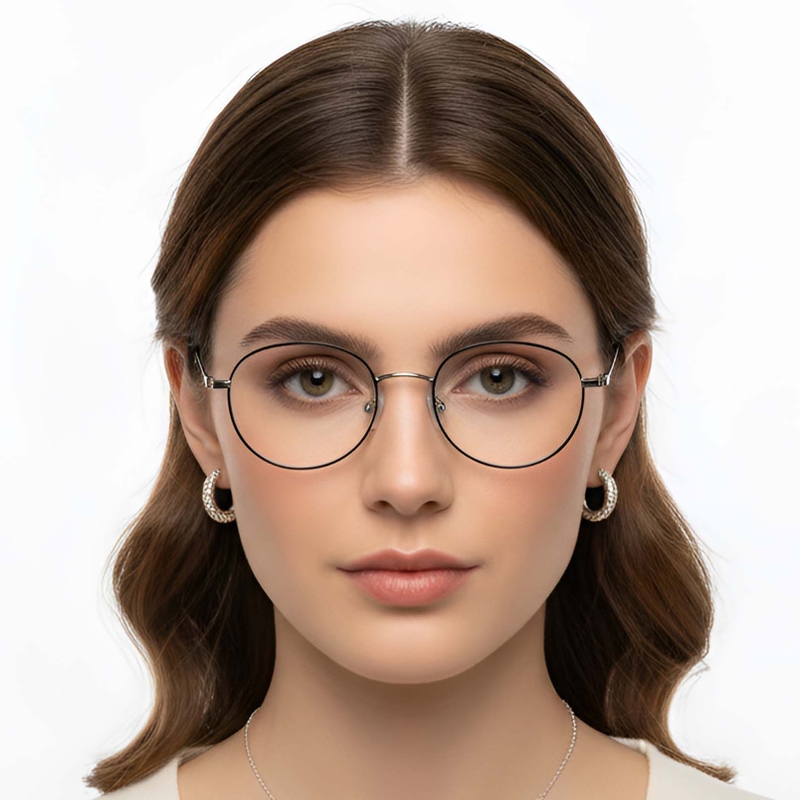 Ovale schwarze Titanbrille #BS1913-0250