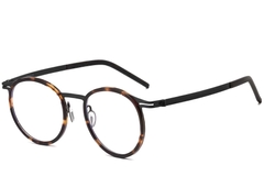 Gafas de titanio ovaladas de carey # BS1913-0265
