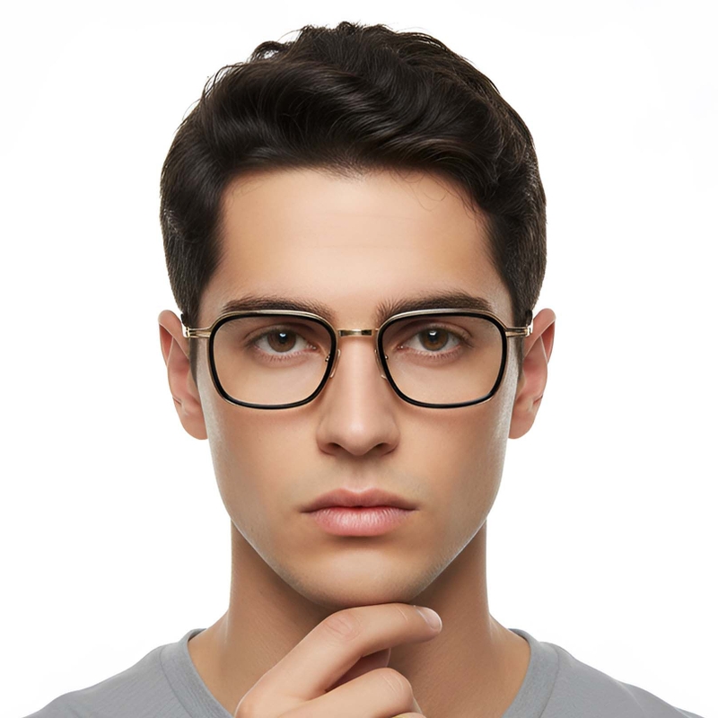 Gafas rectangulares de titanio negro #BS1913-0270