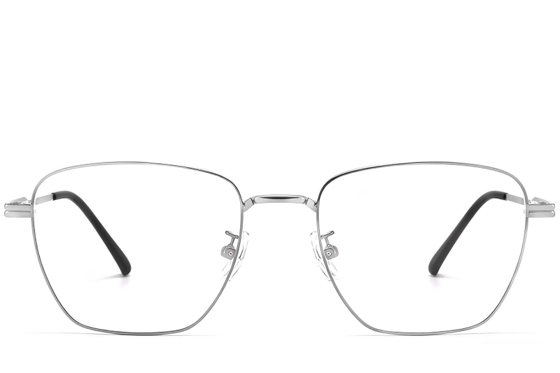 Gafas rectangulares de titanio plateado #BS1913-0286