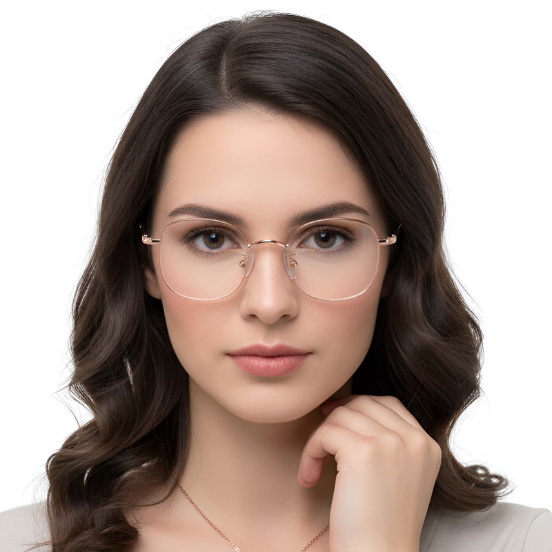 Lunettes ovales en titane rose #BS1913-0299