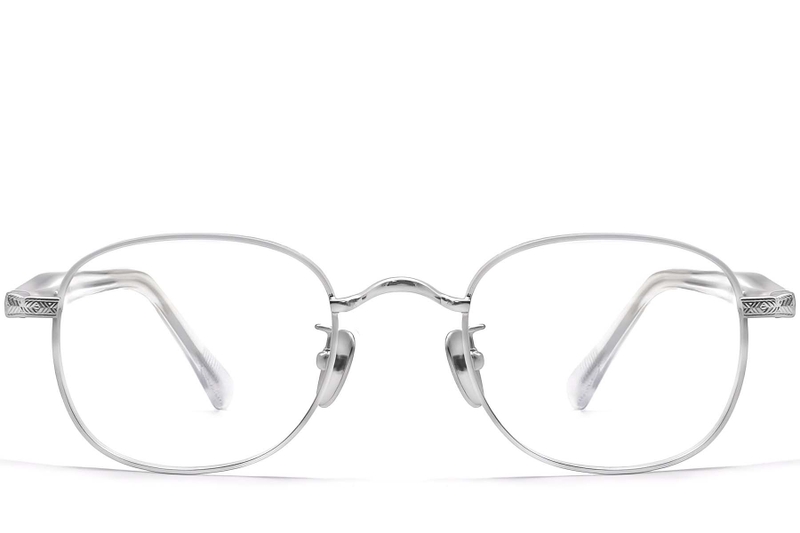 Lunettes ovales en titane argenté #BS1913-0308