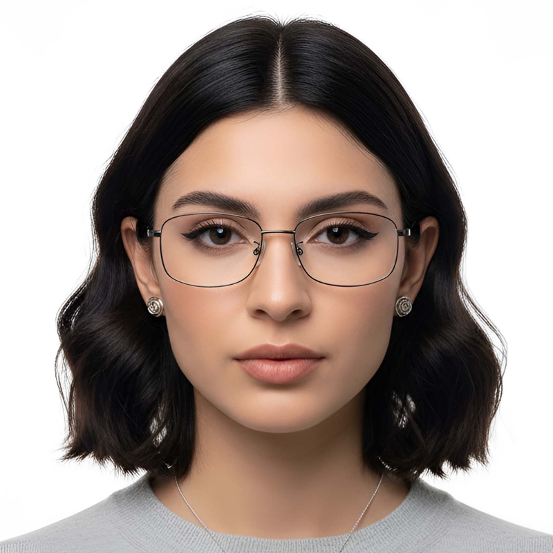 Rectangular Grey Titanium Glasses #BS1913-0315