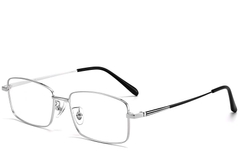 Gafas rectangulares de titanio plateado #BS1913-0318
