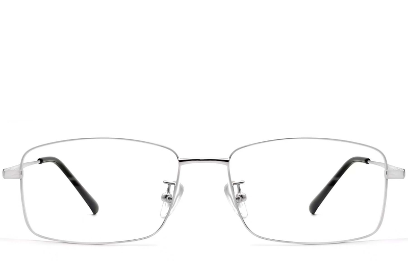 Gafas rectangulares de titanio plateado #BS1913-0318
