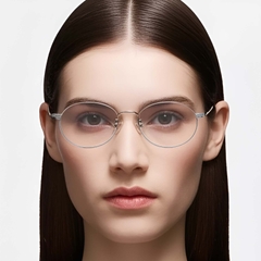 Gafas de metal plateado semi al aire #BS1924-0001