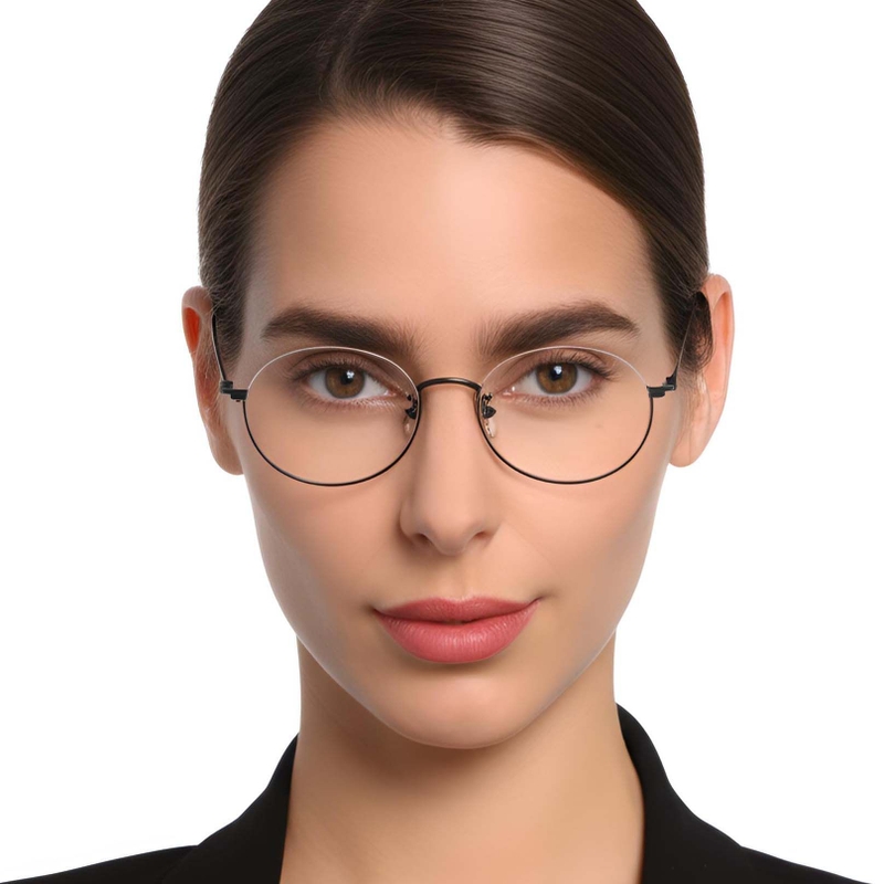 Halfrandloze zwarte metalen bril #BS1924-0002