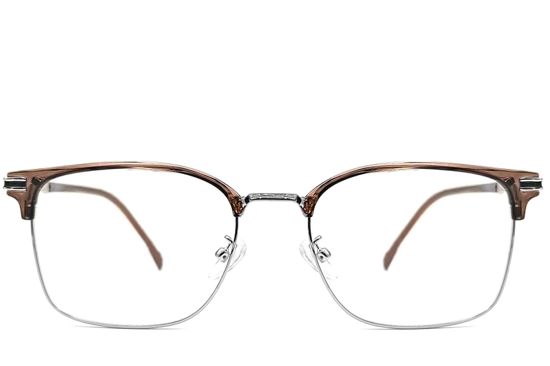 Semi-rimless Brown Metal Glasses #BS1924-0045