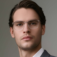 Semi-rimless Brown Metal Glasses #BS1924-0045