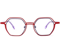 Geometric Red Metal Glasses #BS2425-0162
