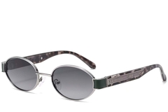Gafas de sol ovaladas de metal plateado #BS2503-0049
