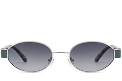 Gafas de sol ovaladas de metal plateado #BS2503-0049