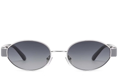 Gafas de sol ovaladas de metal plateado #BS2503-0050