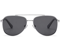 Gafas de sol de aviador de metal plateado #BS2503-0063