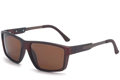 Gafas de sol rectangulares de plástico marrón #BS2503-0073