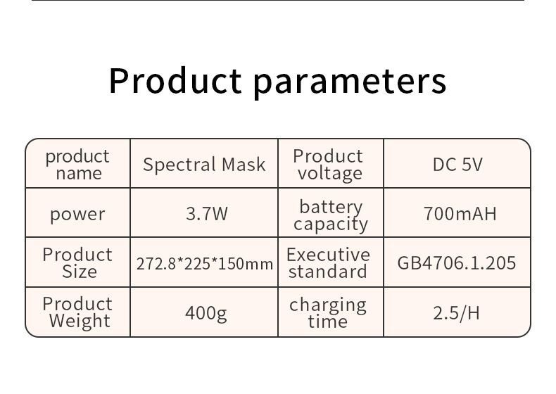 Masque facial de luminothérapie LED - Rajeunissement de la peau par 7 couleurs