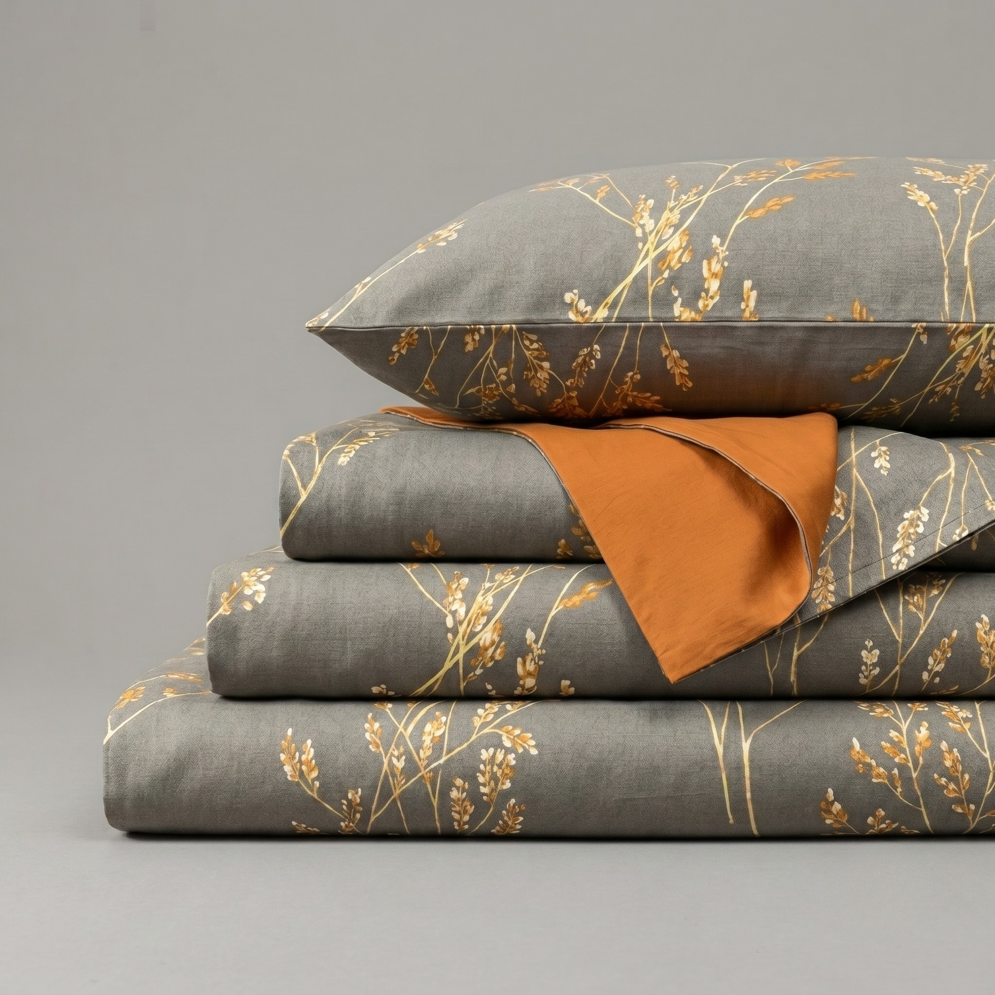 Premium Floral Print Bedding 4-Piece Set - Soft Cotton Duvet Cover