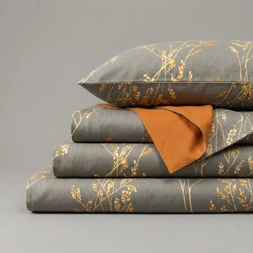Set di biancheria da letto premium a 4 pezzi con stampa floreale - Copripiumino in morbido cotone