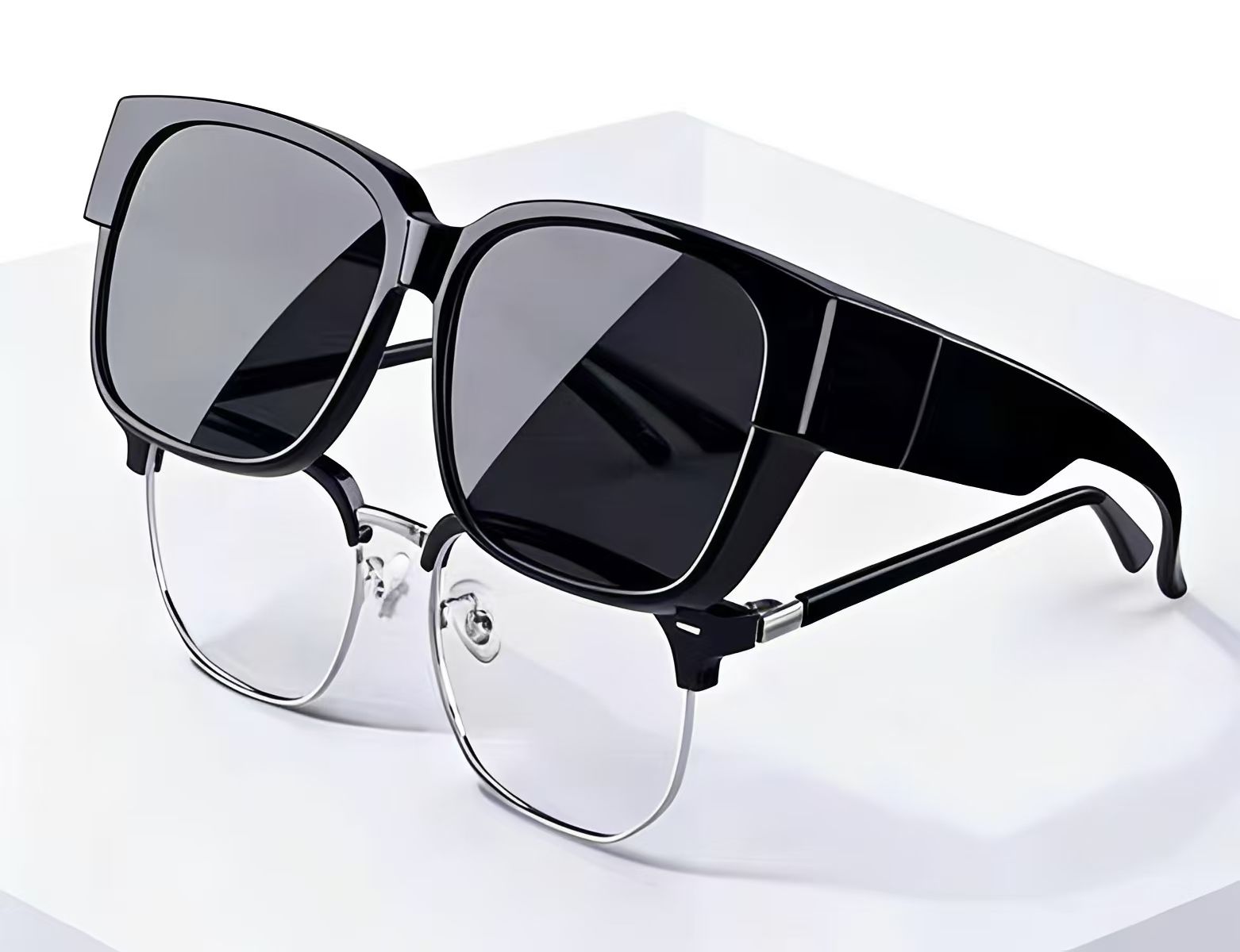Rectangular Black Plastic Polarized Driving Glasses #BS2426-0047