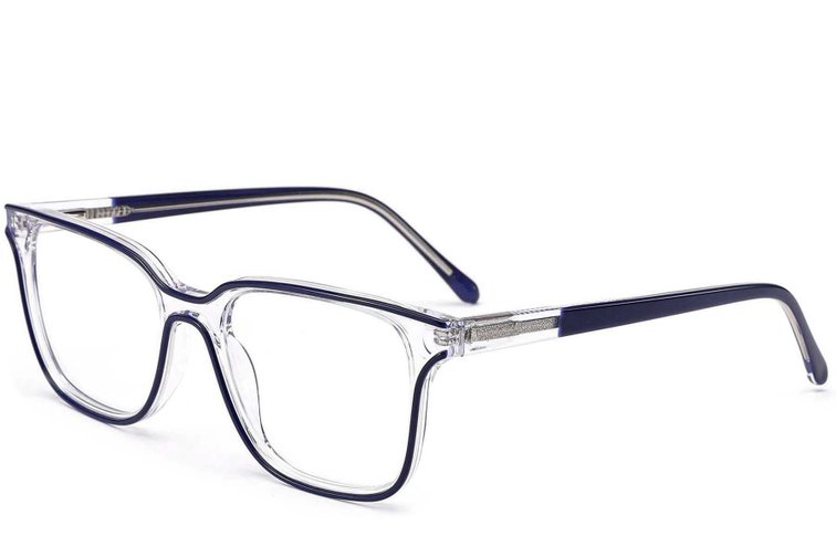 Lunettes rectangulaires en acétate bleu #BS1902-0135
