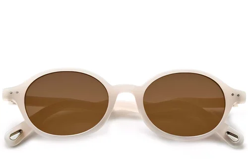 Lunettes de soleil ovales crème TR90 #BS0824-0025
