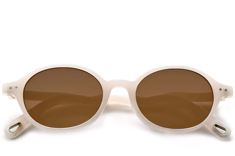 Occhiali da sole ovali color crema in TR90 #BS0824-0025