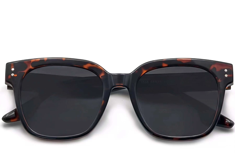 Gafas de sol rectangulares TR90 con diseño de carey #BS0824-0080