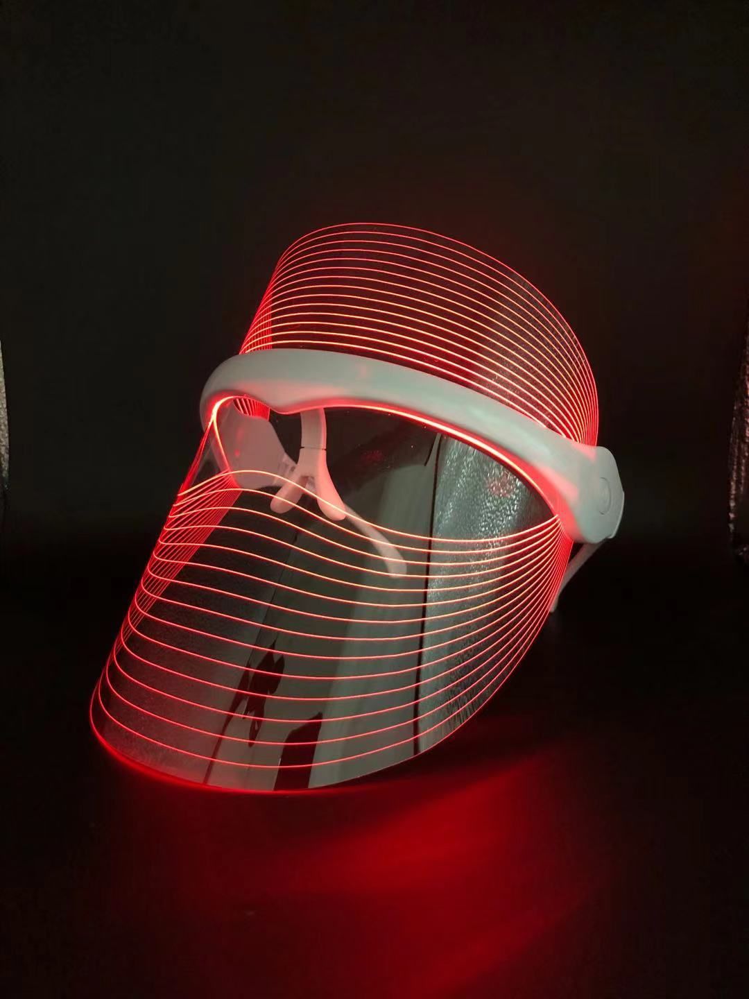 Masque transparent pour le visage par luminothérapie LED - Rajeunissement de la peau en 7 couleurs