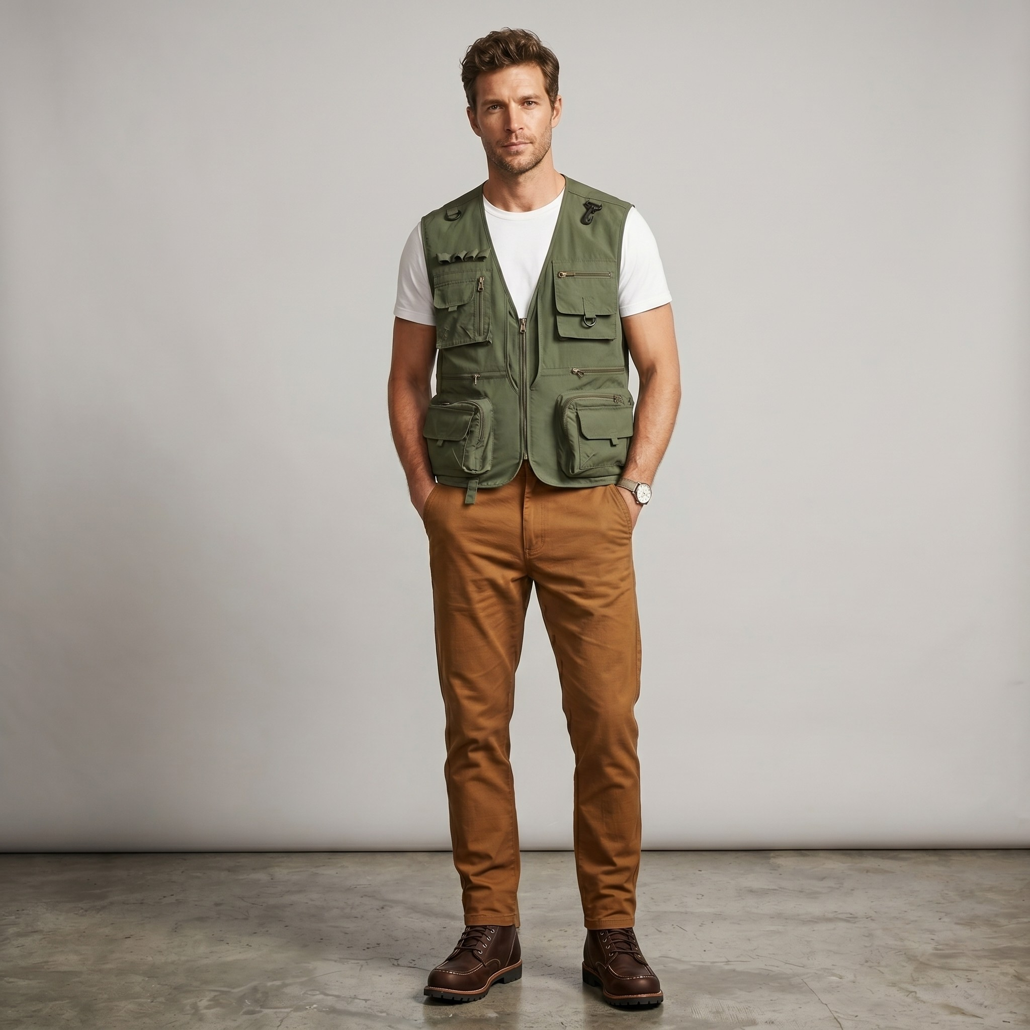 Gilet de pêche multipoches pour homme avec dos en filet