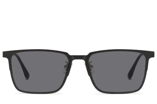 Lunettes de soleil rectangulaires noires TR90 à clip #BS1913-0620