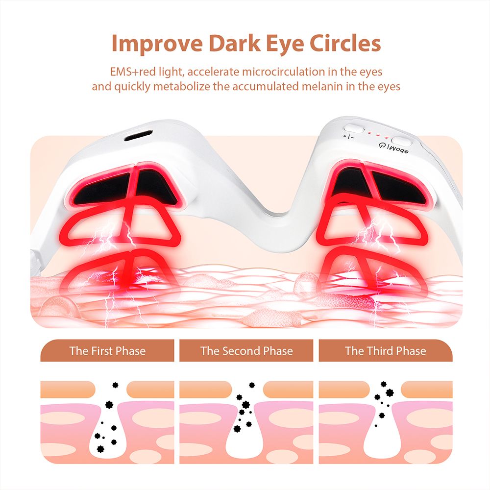 Red Light EMS Eye Massager for Dark Circles & Wrinkles