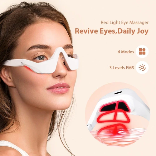 Red Light EMS Eye Massager for Dark Circles & Wrinkles
