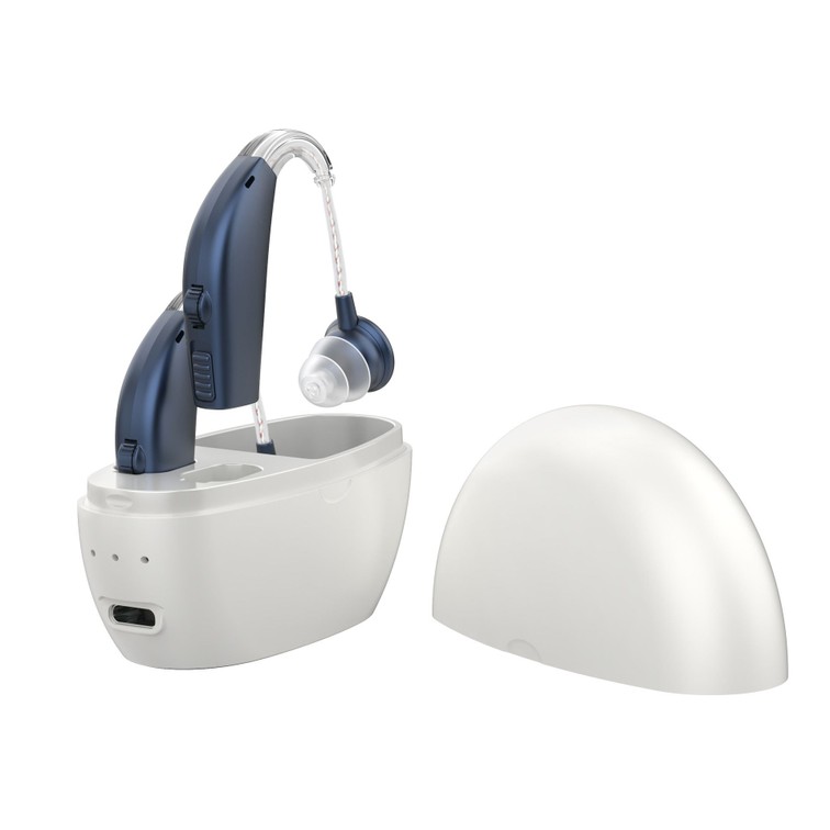 Coppia di apparecchi acustici ricaricabili GM-311 da 120 dB, blu, con 45 ore di autonomia e cancellazione del rumore #26240005