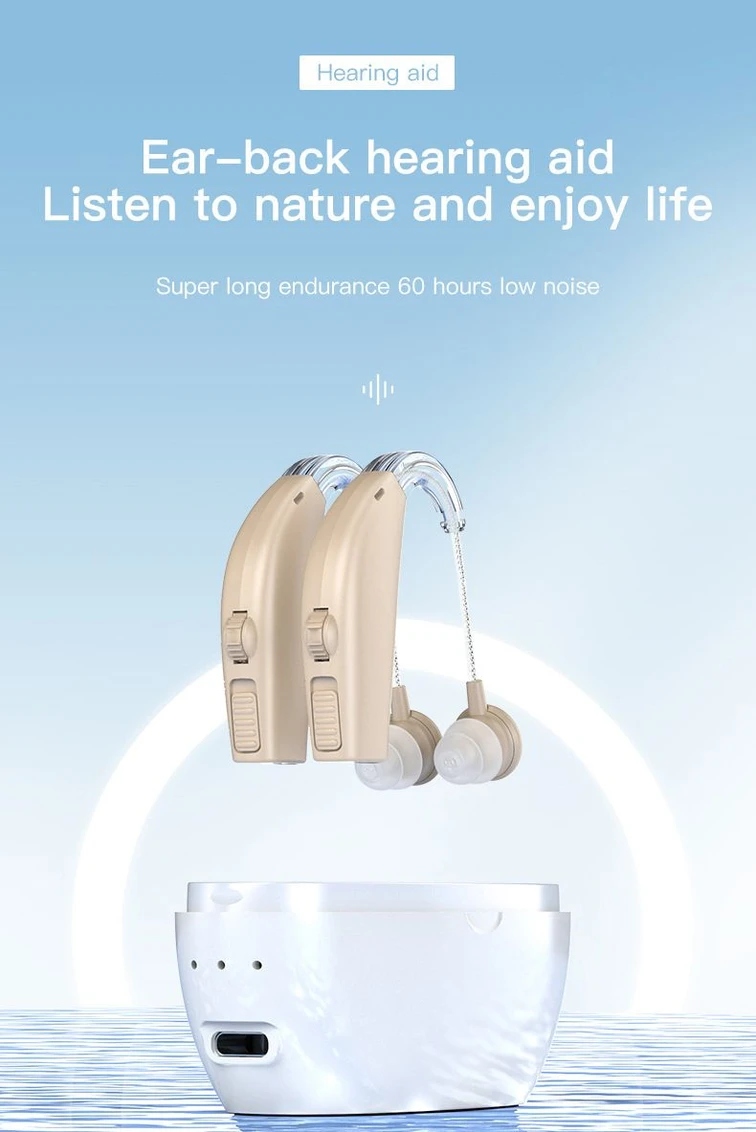 120dB GM-311 Pair Blue Rechargeable Hearing Aids 45H Battery Noise Cancelling #26240004