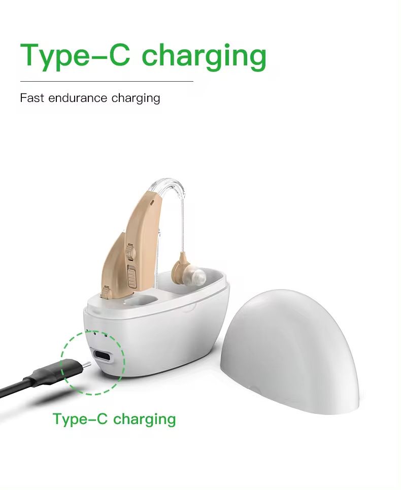 120dB GM-311 Blue Rechargeable Hearing Aids 45H Battery Noise Cancelling #26240001