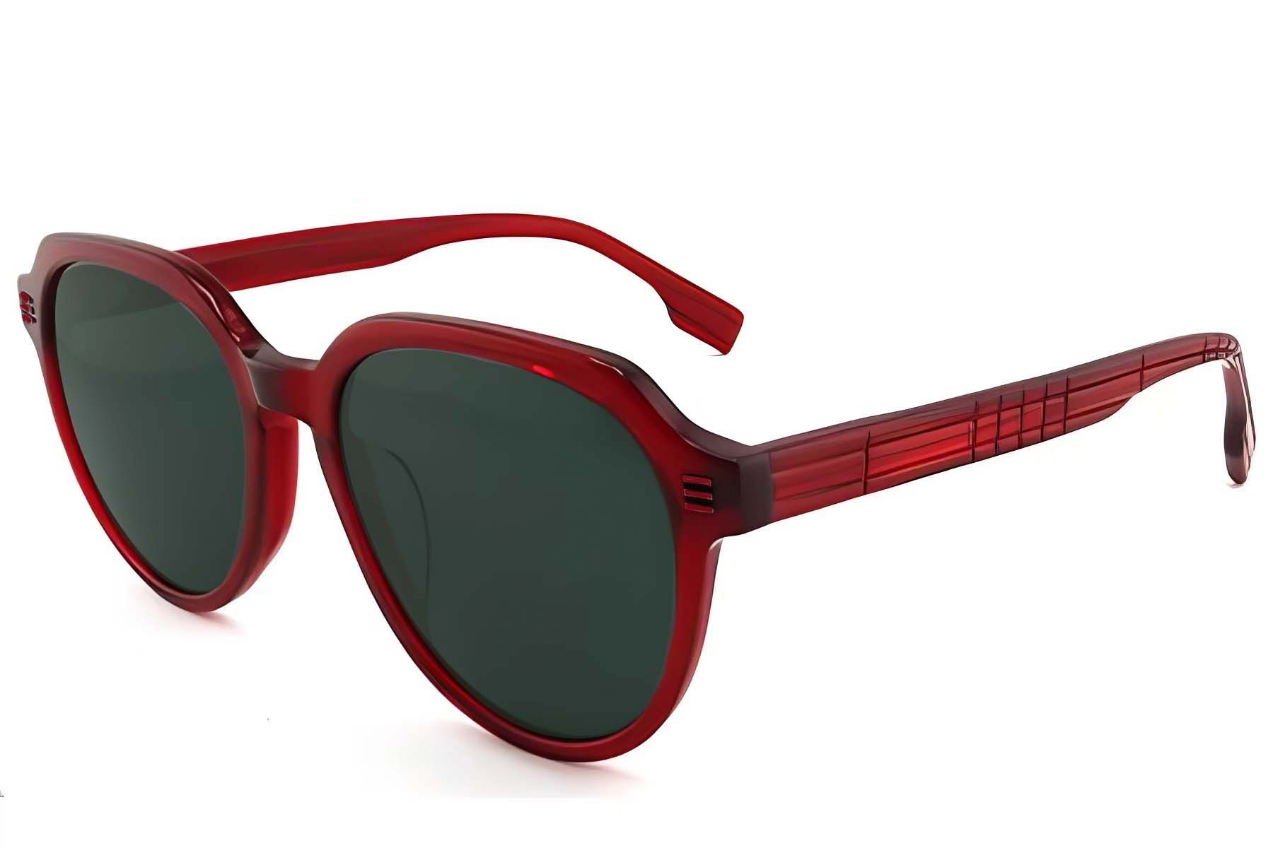 Lunettes de soleil ovales en acétate rouge #BS2012-1214