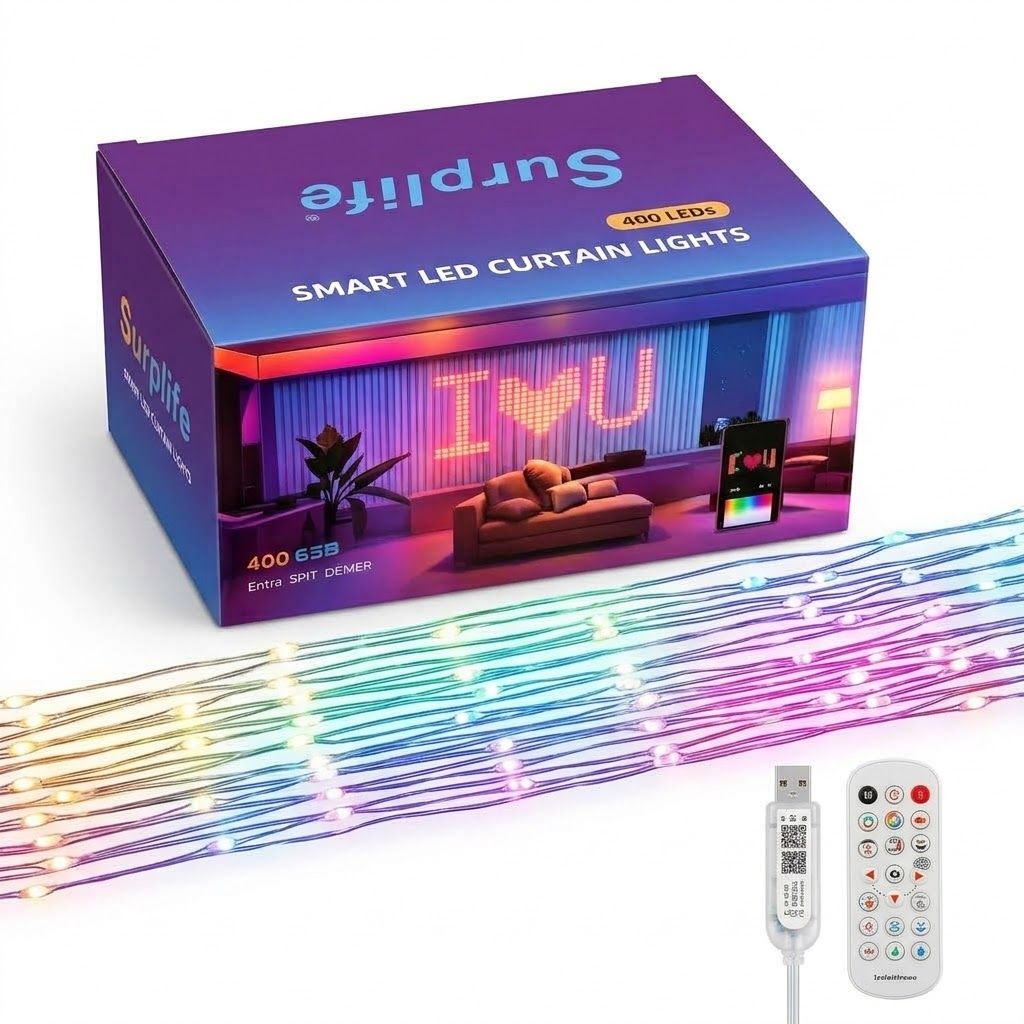 Smart RGB LED Curtain Lights with App and Remote Control